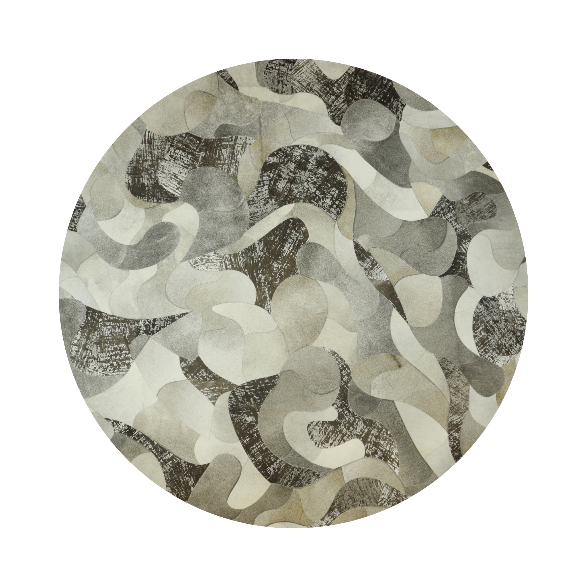 LUMA Round Genuine Leather Rug – Organic Statement Design | Contemporary Collection