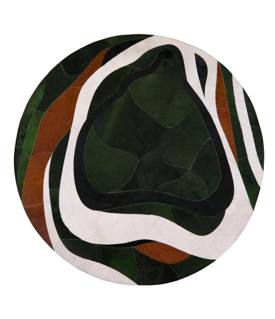 PIEDADE LUMA Round Genuine Leather Rug – Organic Statement Design | Contemporary Collection