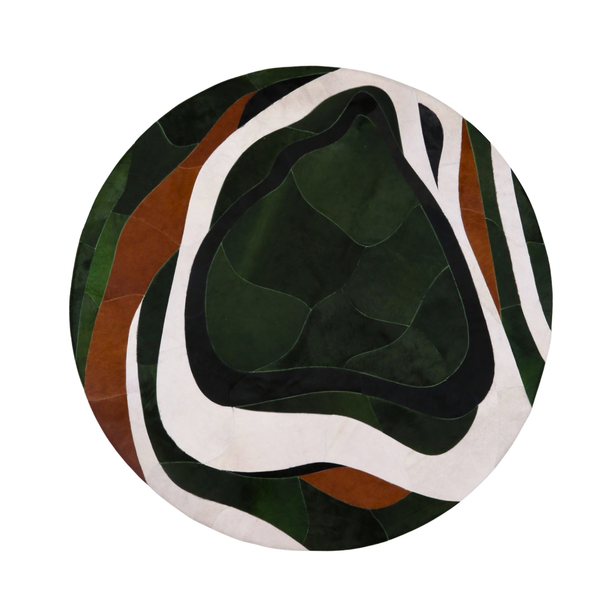 PIEDADE LUMA Round Genuine Leather Rug – Organic Statement Design | Contemporary Collection
