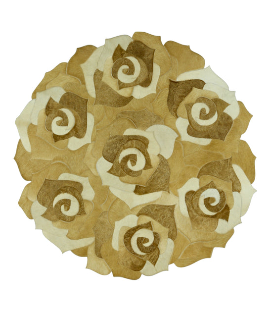AMAPOLA LUMA Round Genuine Leather Rug – Organic Statement Design | Contemporary Collection