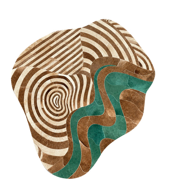 FD302E- ABUNDANCE Genuine Leather Rug | Organic Design – Contemporary Collection