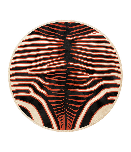 FD342- ROUND ZEBRA Contemporary organic leather rug in diameter
