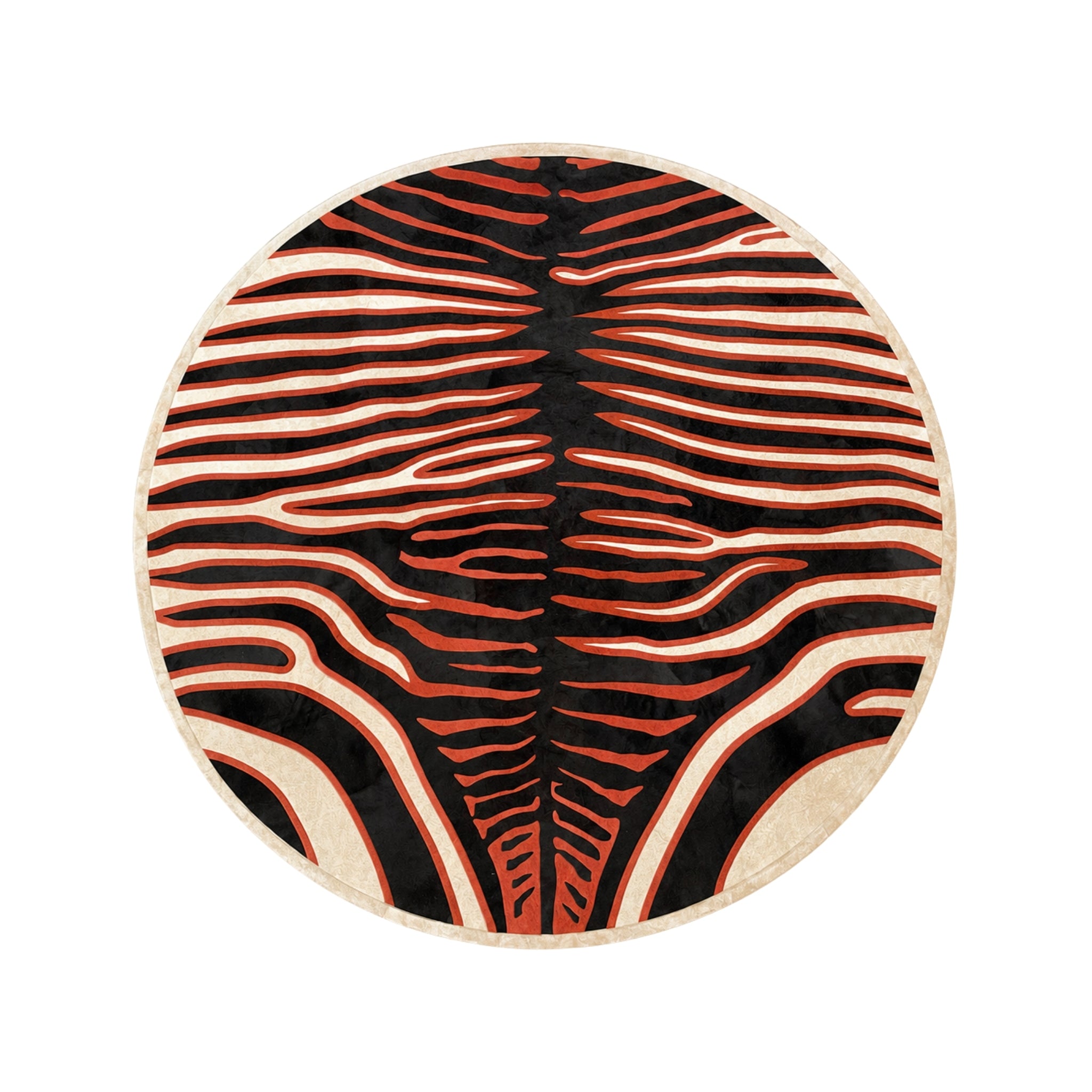 FD342- ROUND ZEBRA Contemporary organic leather rug in diameter